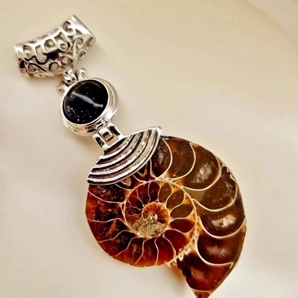 Ammonite/Sandstone Fossil Pendant - Picture 2 of 4
